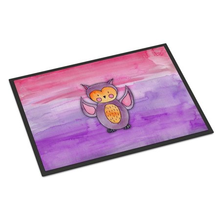 CAROLINES TREASURES 18 x 27 in. Pink & Purple Owl Watercolor Indoor or Outdoor Mat BB7428MAT